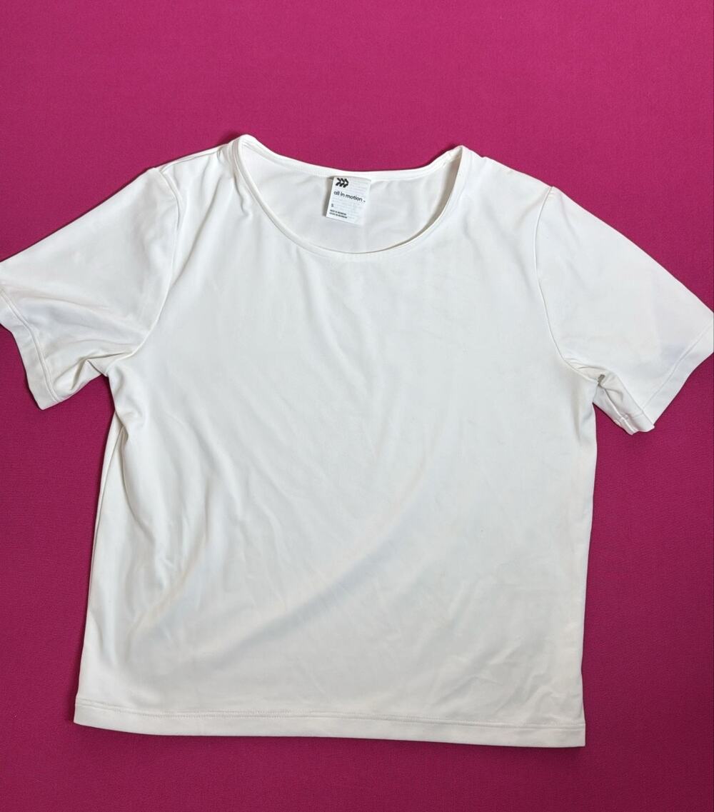 All in Motion White Active T‑Shirt Size S Stretch Workout Athletic Top New